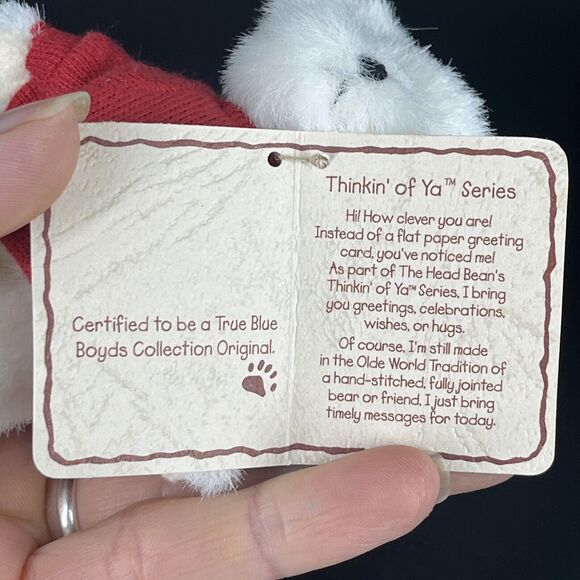 Boyds Bears 4” Mini Christmas Bear Red Sweater with Christmas Tree Vintage Gift - Picture 5 of 12